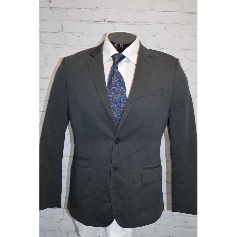 Express Suit Jacket Pants Men 38 Short Fitted Pants 30x29 Grey 2Btn Single Vent
